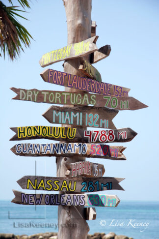 Photo of mileage signs in Florida.