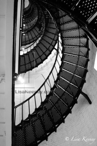 Photo of metal spiral staircase.